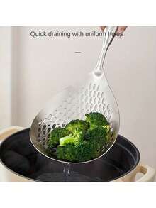 1pc Stainless Steel High - Temperature Resistant Strainer - Large Skimmer: Ideal For Crafting A Variety Of Dishes In Kitchen Cooking, Frying, Baking, Or In Settings Like Restaurants, Outdoor Barbecues, And Hot Pot. Cooking Utensils Valentine'S Day Valentines Cocina Cooking Utensils - Silver - View 6