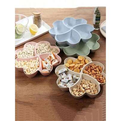 1pc Unstoppable Heart-Shaped Party Snack Service Tray, Appetizer Plate, Snack Bowl, Multi-Stage Snack Bowl Tray, Nut, Candy, Fruit Container, Reusable Plastic Snack Tray With 4 Compartments For Home And Restaurant,Kitchen,Christmas Gift Back To School