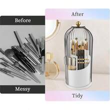 360 Rotating Makeup Brush Holder With Lid,Dustproof Cosmetic Organizer,Vanity Countertop Storage,Makeup Brush Organizer With Cover,Beauty Tools Storage Box,Spinning Organizer,Makeup Storage Solution,Vanity Organizer,Aesthetic Vanity Setup,Makeup Brush Storage Box,Skincare Organizer,Beauty Storage Organizer,Spring Cleaning Essentials,Home Organization,Daily Use Storage,Countertop Organizer,Small Space Storage,Mothers Day Gift For Her,Birthday Gift,Gift For Women,Home Essentials,Toothbrush Holder With Cover,Dustproof Bathroom Organizer,Toothpaste Storage Caddy,3 Slot Rotating Toothbrush Holder,Bathroom Countertop Organizer,Sink Storage,Bathroom Accessories Set,Toothbrush Storage Box,Oral Care Organizer,Spring Cleaning,Bathroom Essentials - Grey Set - View 3