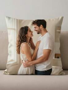 1pc Customization Allows You To Send Your Favorite Photos To Customize A Modern Style Custom Square Pillowcase (Excluding Pillow Core, Personalized Photo And Text Design, Hand Wash Only, Fun Theme, Short Plush Fabric, 100% Polyester Fiber, Unique Birthday And Anniversary Gift Photos And Text Customization). - Blue Throw Pillow, Customizable On Both Sides. - View 8