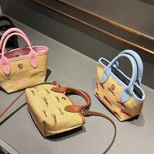 Mini Embroidered Straw Bag – Stylish Handbag, Shoulder & Crossbody Woven Tote For Women,Free Shipping - Straw-woven Almond Yellow - View 6