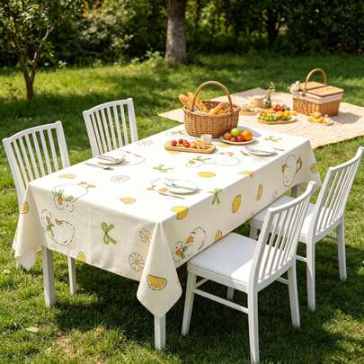 1pc Rectangular Tablecloth, Polyester Rectangular Tablecloth - Perfect Holiday Home Decor, Suitable For Party, Indoor, Outdoor, Picnic
