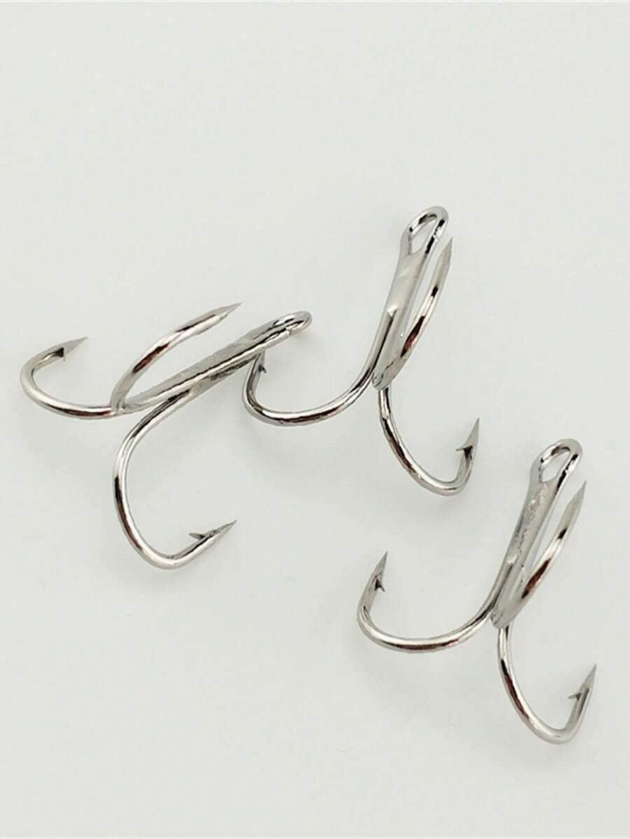 10 lưỡi câu ba ngạnh nhỏ bằng thép cacbon cao, chống gỉ, thích hợp dùng cho mồi câu cá. - Đen và trắng - Xem 1