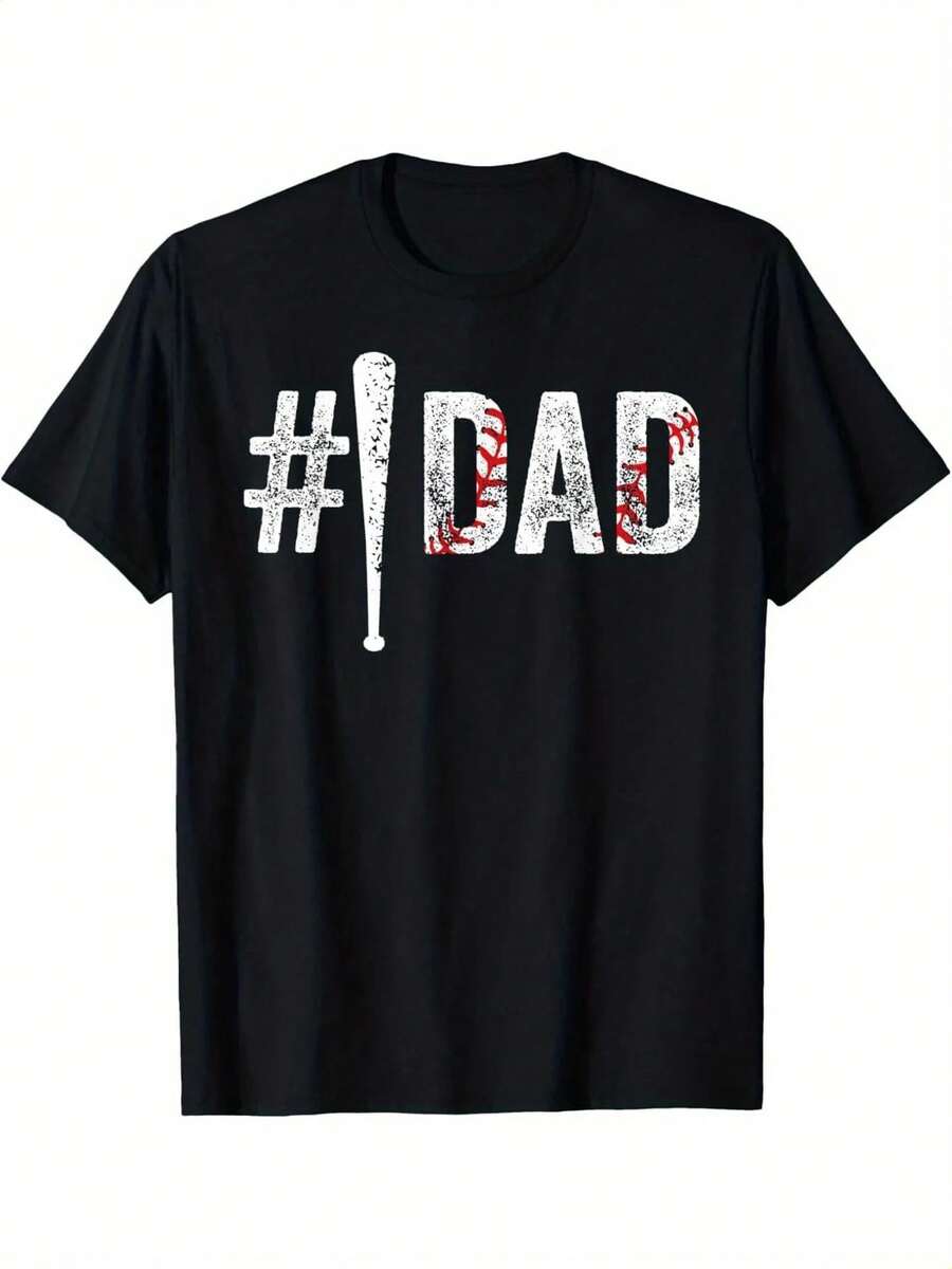 Camiseta Con Estampado De Béisbol Para Papá | Regalo Diverti - Negro - Ver 1