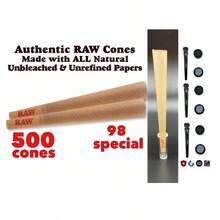 RAW 98 Special Size Cone 500PK +1 Glass Cone Tip+3 Philadelphia Tube - As Pic - View 7