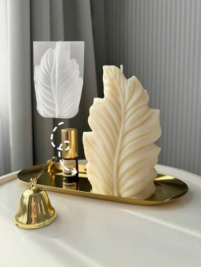 1PC 3D Leaf Scented Candle Mold, Creative DIY Leaf Ornament Silicone Mold, Home Decor & Gift Epoxy Resin Mold, Handcraft Casting Molds, Artistic Plaster Ornament Gypsum Mould