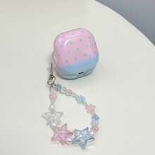 1个可爱蓝粉渐变幸运星耳机盒，带腕带，兼容三星耳机 - 藍粉拼色 - 查看 3