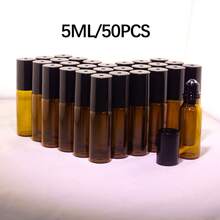 1/50 chai lăn thủy tinh màu hổ phách 2/3/5/10ml, bình xịt nước hoa mini có thể nạp lại, lọ mẫu du lịch tiện dụng, hộp đựng nước hoa unisex, thích hợp làm quà Giáng sinh/Halloween cho bố mẹ và bạn bè. - màu nâu - Xem 19