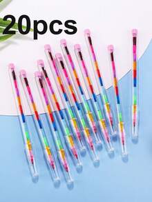 11-Color Stackable Building Block Crayons, Round Multi-Color Oil Pastels, Creative Colored Pencils, Suitable For Student Art Painting, Back To School Supplies, Party Gifts And Prizes - Multicolor - View 13