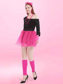 3件組 1980年代女性服裝配件套裝，包含長款魚網手套、芭蕾舞裙和腿套，霓虹派對裝飾，適用於80年代復古派對、舞會、化裝舞會、音樂節和母親節禮物、驕傲慶典、派對洋裝 - 80s Costume Accessories Set - 查看 11