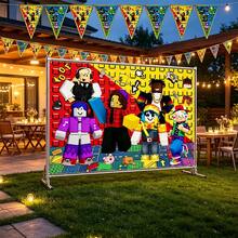 Roblox Bộ trang trí sinh nhật chủ đề game 11 món, bao gồm cờ, phông nền, bộ đầy đủ, trang trí theo phong cách game sáng tạo và vui nhộn, phù hợp cho cả trong nhà và ngoài trời, bộ dụng cụ thiết yếu cho tiệc sinh nhật trẻ em và các lễ hội. - phông nền cờ Roblo boy - Xem 5