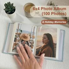 4x6 Photo Album - 100 Pockets Small Mini, Premium Cloth Cover With Gold Foil Heart Design, Portable Wallet Photo Album For Family Wedding Boys Girls - Multicolor - View 7