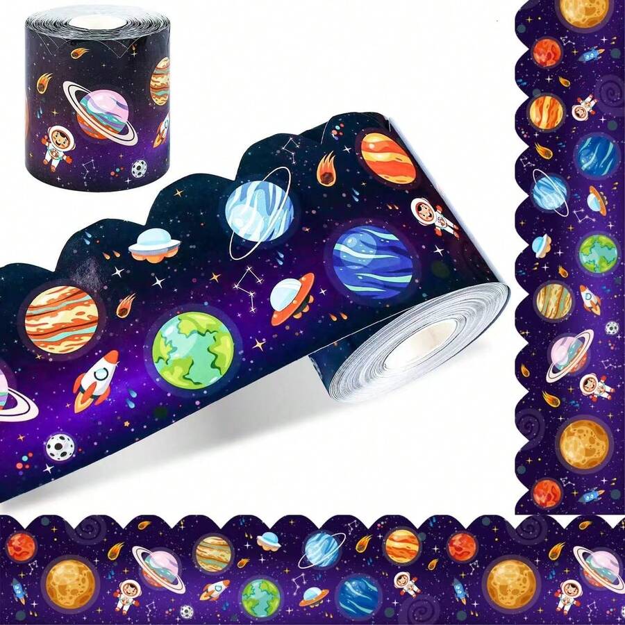 32.8ft (10m) Self-Adhesive Bulletin Board Border With Expression Eyes, Nose, Mouth - Colorful Appearance - Suitable For Classroom, Office, Home Decor, Party, Photo Frame - Optimistic Classroom Decoration Sticker, Cartoon Style Durable Material Pencil Design, High-Quality Sticker, Craft Enthusiasts, Fun Decor
