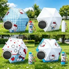 Miniso 三丽鸥美乐蒂&凯蒂猫&蜡笔小新口袋五折遮阳伞，加厚防晒涂层，迷你便携，户外旅行/通勤两用，口袋迷你收纳设计，高密度面料，轻便遮阳，适合学生/购物（1 件随机发货） - 彩色 - 查看 5