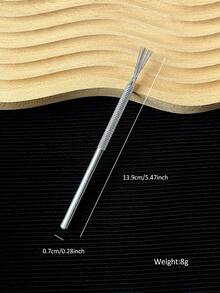 1pc Multi-Function 7-Needle Nail Art Brush, Stainless Steel Non-Slip Handle, Metal Striping Nail Art Tool For Fine Line Drawing - Silver - View 8