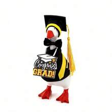 Desktop Goose Graduation Outfit 4-Piece Miniature Gown And Cap Set 7 Inch Goose Costume With Bowtie And Hanging Sign - Black - View 5