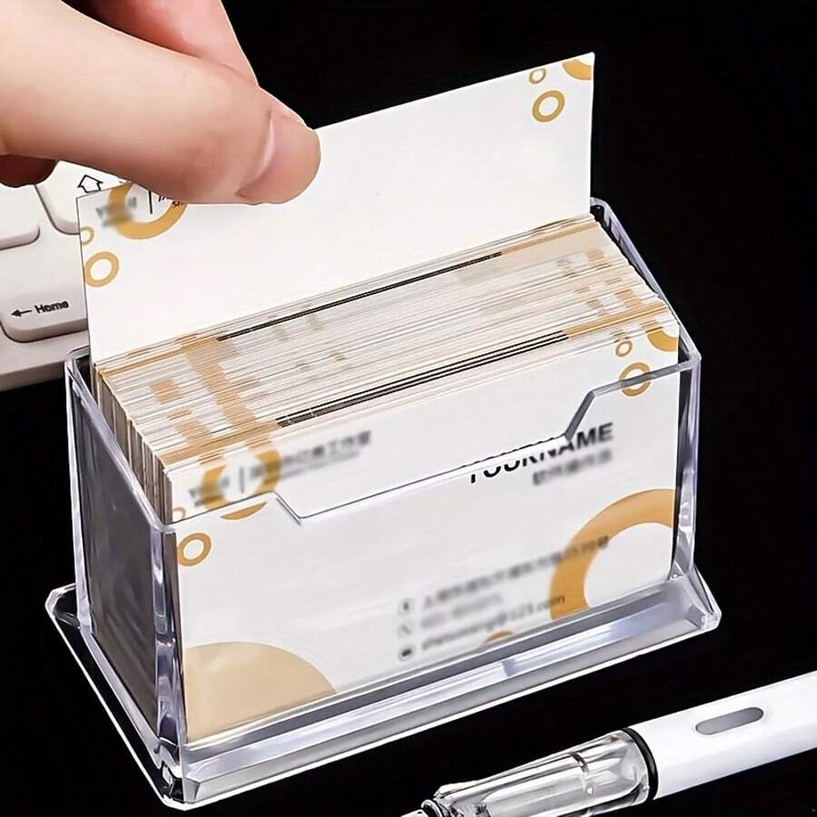 1 chiếc hộp đựng danh thiếp bằng acrylic trong suốt, hộp đựng danh thiếp, hộp sắp xếp danh thiếp để bàn, giá đỡ danh thiếp bằng acrylic, hộp đựng danh thiếp quầy lễ tân và hộp sắp xếp danh thiếp triển lãm thương mại. - trong suốt - Xem 1
