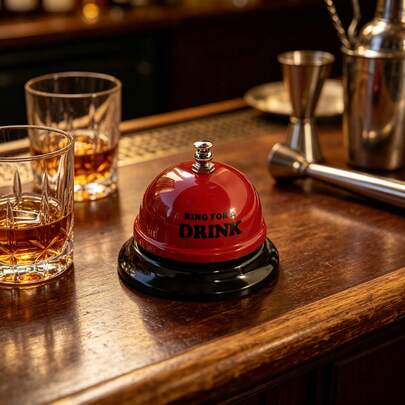 独立式趣味饮料铃 - 啤酒服务呼叫铃 - 适合单身派对、婚礼舞台、派对用品及圣诞节恶搞礼物 - 耐用铁质材料，适合14岁以上人群