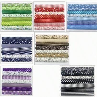 Bộ 7 mảnh vải cotton phẳng, vải cotton trang trí may vá DIY, thích hợp cho người mới bắt đầu may vá DIY và ghép vải cotton, kích thước 25x25cm.