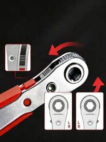 Llave inglesa reversible mini de doble uso, llave de ángulo recto y desplazada, destornillador hexagonal multifunción con juego de brocas y dados - Minillave y juego de puntas irregulares - Ver 4