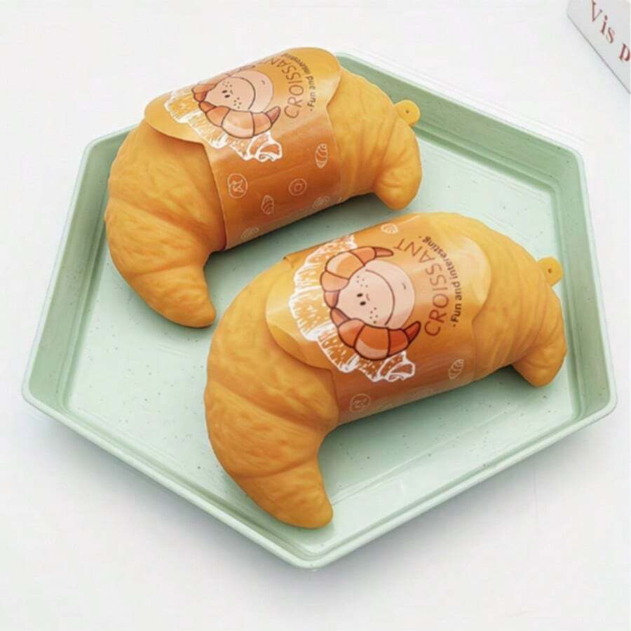 1pc Squeeze Toy Simulated Croissant Dough Ball Prank Squeeze Squeeze Toy - View 1