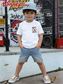 Disney Toddler Boys Mickey Mouse 1928 Vintage Print T-Shirt 6M-3Y Soft Breathable Kids Short Sleeve Top For Summer Vacation Back To School Holiday Gift Express Delivery - White - View 2