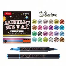 1支双头金属色马克笔，12/24色免按压马克笔，适用于艺术创作、DIY涂鸦，速干金属色马克笔 - 彩色 - 查看 12