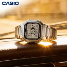 Casio ساعة كاسيو W-800HD-1AVPF المربعة المعدنية الفضية الكاملة، بطارية 10 سنوات، مقاومة للماء 100 متر، ساعة رقمية متعددة الوظائف - مقاس واحد - مشاهدة 6