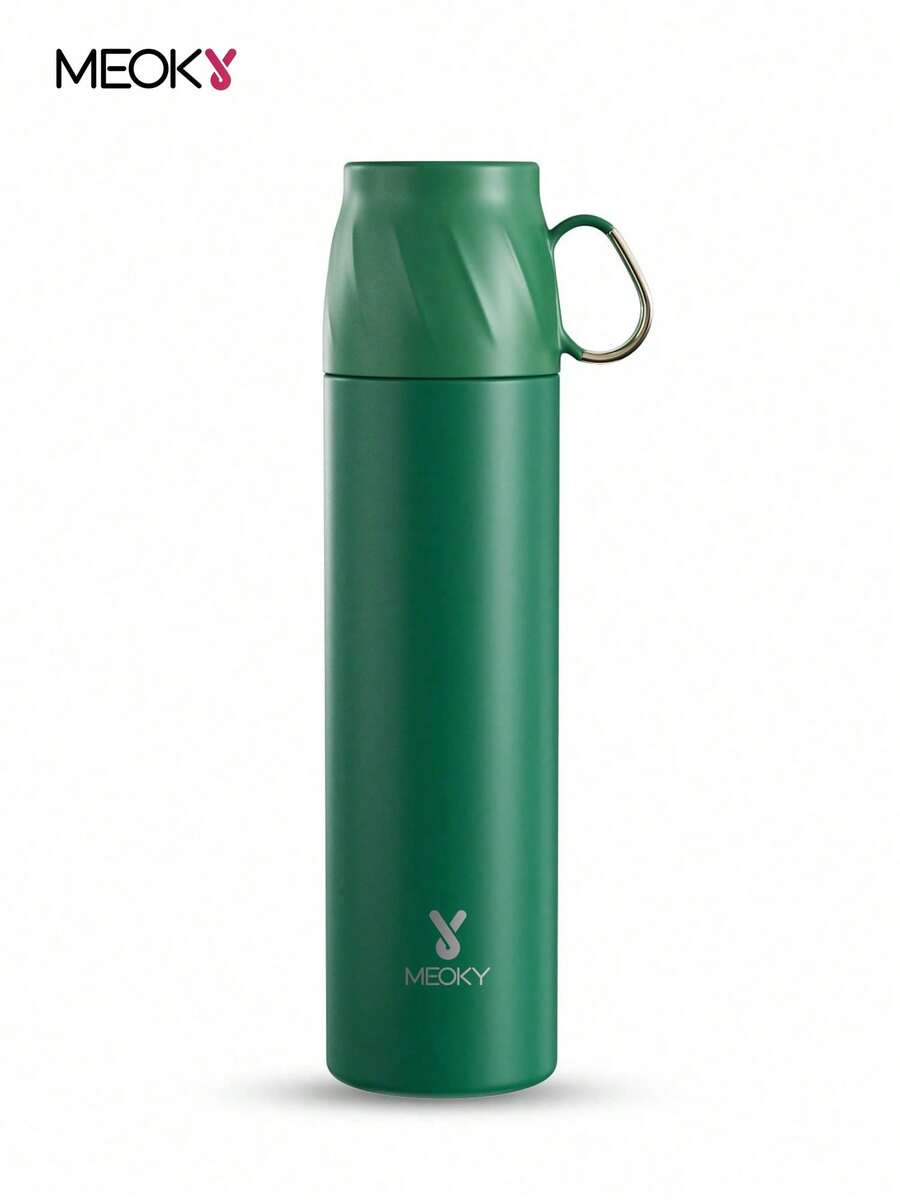 Meoky 500ml/16oz Insulated Water Bottle, 24-Hour Thermal Retention, Leak-Proof, Multi-Function Lid, Stainless Steel Double Wall, Suitable For Sports, Fitness, Travel And School