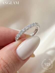 1 chiếc nhẫn đính hôn và nhẫn cưới Moissanite, nhẫn solitaire thanh lịch bằng bạc S925, món quà trang sức cao cấp dành cho phụ nữ. - Bạc - Xem 2