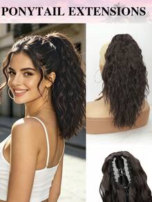 Ponytail Extension,18inch Curly Pony Tail Clip In Claw Hair Extensions Fluffy Natural Looking Synthetic Hairpiece For Music Festival Party And Daily - Multicolor - View 17