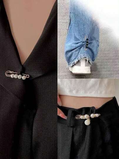 珍珠束腰带，合金材质装饰配件，可用于收紧衣物、袖口，也可作胸针佩戴 - 多种款式，女士礼品