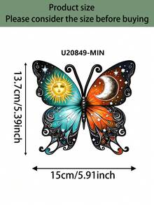 1/2/4件套 2D 平面太阳、月亮和蝴蝶金属墙饰，4色波西米亚风格星空蝴蝶花园装饰，适用于客厅、玄关、阳台/露台、庭院/花园、花店、民宿、冥想室、花园中心、瑜伽馆、家居装饰、庭院装饰、艺术墙饰、乔迁礼物、生日礼物、送给自然和精神爱好者的礼物 - 日月蝴蝶 - 查看 12