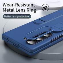 Galaxy ZFold3/ZFold4/ZFold5/ZFold6/ZFold7 手机壳，旗舰店同款防摔手机壳，镜头凸起保护设计，可伸缩腕带，一体式支架手机壳，简约纯色手机保护壳 - 藍色 - 查看 7
