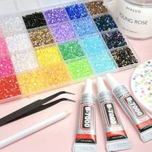 Jelly Resin Rhinestones With Tweezers, 15/24/28/32/40 Grid Mixed Color Crystal Rhinestone Decoration Set, Colorful DIY Rhinestones, Party Accessories, Handmade Crystals, Suitable For DIY Crafts, Clothing, Cups, Shoes, Fabrics, Etc. - A - View 2
