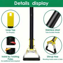 1 cái bàn đạp tháo rời (47,2-63 inch), khuấy trộn hiệu quả với lưỡi thép không gỉ sắc bén, dụng cụ làm vườn dùng để làm cỏ, xới đất trồng trọt. - Vòng làm cỏ - Xem 10