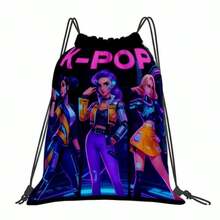 1pc Korean Wave Theme Drawstring Backpack, Made Of Durable Oxford Cloth Soft Shell Material, Easy To Carry, Equipped With Practical Pockets, Perfect For Fitness, Yoga, Travel, Football And Other Occasions, Also A Great Gift - A - View 6