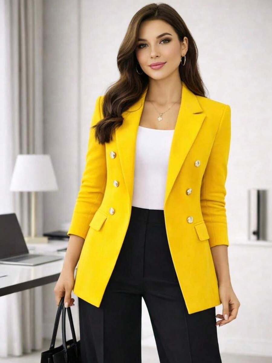 Women Blazers - Yellow - View 1