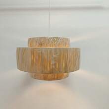 Large 3-Tier Handwoven Paper Lamp Shade, Minimalist Creative Coffee/Gray Color Pendant Light Shade (Shade Only) - Small 40cm Three-layer Lampshade - View 7