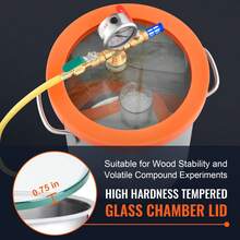 5 Gallon Vacuum Chamber, Upgraded Tempered Glass Lid Vacuum Degassing Chamber, 304 Stainless Steel Chamber, For Stabilizing Wood, Resin Degassing, Silicone Degassing And Plaster Degassing - Metal Vacuum Chamber, 5 gal - 查看 5