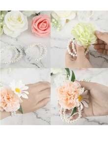 4pcs/Set Pearl Bracelet Elastic Wristband, Suitable For Wedding Bride, Bridesmaid, Party, Formal Occasions - View 7