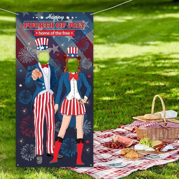 1pc Large 4th Of July Photo Backdrop Curtain, Big Size Fabric Photo Booth Prop, Suitable For Independence Day Party Decoration & Games