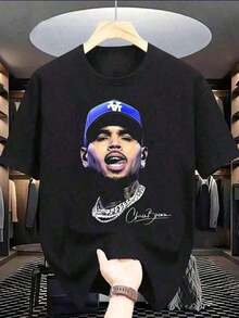 Chris R&B Brown Concert T-Shirt Fans, Custom Print Pattern On The Front, Christmas Night Essential Daily Concert - Black - View 1