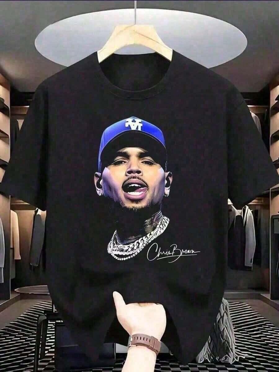 Chris R&B Brown Concert T-Shirt Fans, Custom Print Pattern On The Front, Christmas Night Essential Daily Concert - Black - View 1