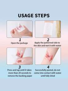 1Pc Fake Tattoo Temporary Tattoo Butterfl Y2K Sweatproof Disposable For Women And Men Face, Arm, Waist, Chest, Leg, Abdomen, Neck, Hand, Finger, Back For Dancing Party Stage Performance Modernist Body Art - WG - View 6