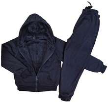 Fleece-Lined Tracksuit Set For Boys With Hood - Sizes 4 To 16 - Comfort And Warmth For Intense Cold - Fully Lined Top And Pants - Ideal For Cold Days And Winter. - Navy Blue - View 2