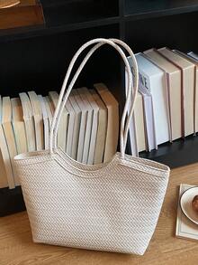 Large Capacity Handbag For Women, New Fashionable Versatile Commuter Shoulder Tote Bag - White - View 7