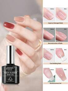 GELPOLISH 2件裝纖維橡膠底膠 透明橡膠底膠，用於加固/建構/強化/加強指甲，長效保護，可卸除，適合脆弱指甲，完美適用於居家DIY美甲 - 無色 - 查看 3