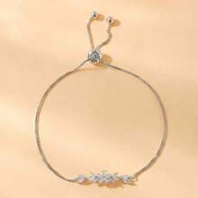 Cubic Zirconia Decor Bracelet - Silver - View 8