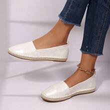 Women's Chic Espadrille Flats – Slip On Casual Vacation Walking Shoes - trắng - Xem 2
